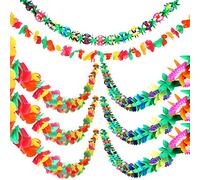 WILLBOND 6 Pièces Guirlande de Fleurs Tropicales Longues Guirlande en Papier Multicolore Guirlande de Fleurs Hawaïennes en Tissu pour Fournitures de Fête à Thème Hawaïen Luau