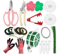 WILLBOND Kit d'outils de 121 pièces pour arrangement floral, élagueur, sécateur, gants de calibre 22/26, pagaie, tige de corsage et sécateur, kit cadeau pour femme (couleur vive)
