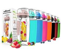 willceal Bouteille d'eau avec infuseur à fruits, durable, grande - Tritan sans BPA, couvercle à rabat, design anti-fuite - Sports, camping (or rose)