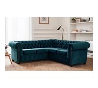 William - canapé Chesterfield d'angle réversible - 5 places - en velours