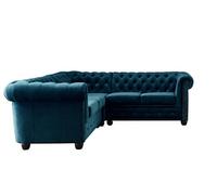 William - canapé Chesterfield d'angle réversible - 5 places - en velours