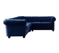 William - canapé Chesterfield d'angle réversible - 5 places - en velours