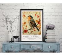 William Morris Robin, impression d'oiseaux, impression d'exposition William Morris, poster William Morris, art mural, art textile, poster vintage (318c) A4