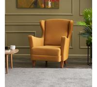 Williams fauteuil à oreilles en velours moutarde
