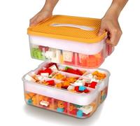 WillingHeart Boite Rangement avec Couvercle pour Lego Caisse Plastique Compartiments Jouet Enfant Brique Construction Puzzle Coffre 2 Niveaux Empilable Storage Box Portable Exterieur Intérieurs