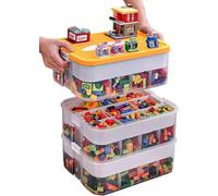 WillingHeart Boite Rangement Plastique pour Lego Briques Coffre A Jouet Enfant avec Couvercle Grande Malette Transparente Caisse 3 Couches Empilable Compartiment Chambre Casier Etanche Storage Box