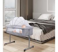 Willonin Berceau Cododo avec Matelas et Moustiquaire, Lit pour Les Bébés de 1 à 36 Mois Pliable 2 en 1 Berceau bébé Mobile Lit d'Appoint -96 * 57 * 77cm Gris