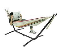 Willonin Hamac Double avec Support, Hamac avec Support avec Toile + Sac en Tissu, Hamac Simple et Double Intérieur et Extérieur (Bande N ° 1) 250 * 110 * 100 Cm
