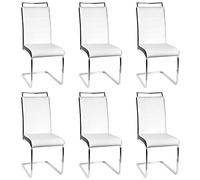 Willonin Lot de 2 Chaise de Salle à Manger,Chaise Cantilever sans Accoudoir, avec Assise rembourrée et piètement chromé,Chaises de Maison en Forme d'arc à Dossier Unique (6, Blanc et Noir)