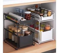 Willonin Organisateur de Cuisine à 2 Niveaux Rangement Sous évier Coulissant - Support d'armoire Coulissant -37.4 * 26.5 * 44cm - Noir-2PCS