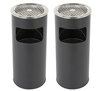 Willonin Poubelle avec Cendrier pour Extérieur,Cendrier sur Pied en Acier Inox avec Poubelle -Poubelle Cendrier Hauteur 60 cm (noir, 2)