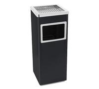 Willonin Poubelle avec Cendrier pour Extérieur - Cendrier sur Pied en Acier Inox avec Poubelle -Poubelle Cendrier - 24 * 24 * 60cm 35L- Noir-1PC