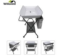 Willonin® Table à langer pour bébé 0-24 mois, Plan pliable avec hauteur reglable, Support mobile roulant avec Panier de Rangement