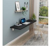 Willonin® Table Rabattable de cuisine en bois MDF, Noir Table murale avec Support Triangulaire pour Salon Salle Bureau, 80x50cm