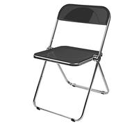 Willonin Transparent Chaise Pliante pour Banquet Conférence Fête - Fort Obuste Cadre Métal Acrylique Balcon Bains De Soleil Empilable, Stable Et Léger (Noir Pur)