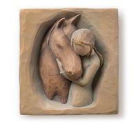 Willow Tree Quiet Strength Plaque Murale sculptée Peinte à la Main en Relief Inscription « Always There for me » de l'amitié et de l'amour Entre Filles et Chevaux