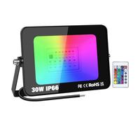 Willpower 1 Pack 30W Projecteur LED RGB Exterieur, Lampe Couleur RVB Spot LED Extérieur, 16 Couleurs 4 Modes RGBW Lumière de Projecteur pour Jadin, Terrasse, Patio