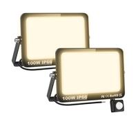 Willpower 2PCS Projecteurs LED Extérieur 100W 10000LM Avec Detecteur de Mouvement Spot LED 3500K Blanc Chaud IP66 Etanche Eclairage Exterieur Lumière de Sécurité LED pour Jardin Patio Garage