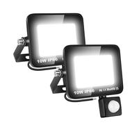 Willpower 2PCS Projecteurs LED Extérieur 10W 1000LM Avec Detecteur de Mouvement - Spot Blanc Froid 6000K IP66 Etanche - Eclairage de Sécurité pour Jardin Patio Garage