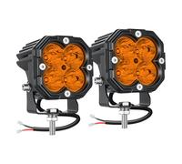 Willpower 2x Carré Phare de Travail LED 3'' 30W 3000LM, 12V 24V Feux Antibrouillard LED Floodlight Projecteurs Lumière pour Voiture Camion Tracteur Bateau Offroad 4x4, Etanche IP67, 3000K Ambre