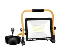 Willpower Projecteur Chantier LED sur Pied 100W Spot LED Extérieur Filaire | Petit Lumiere de Chantier 10000LM, 6000K Blanc, Etanche IP66, Portable Lampe de Travail Pour Garage Atelier Construction