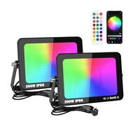 Willpower Projecteur LED RGB Extérieur Spot LED 200W Pour Jardin Bar Fête | 2PCS Lumière RGBW Interieur , 16 Couleurs 4 Modes, Fonction Mémoire & App Télécommande, Etanche IP66 , avec Prise