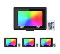 Willpower Projecteur LED RGB Extérieur Spot LED 50W Pour Jardin Bar Fête | 4PCS Lumière RGBW Interieur , 16 Couleurs 4 Modes, Fonction Mémoire & Télécommande, Etanche IP66 Pour Terrasse