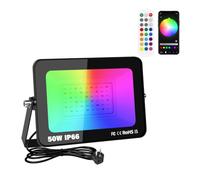 Willpower Projecteur LED RGB Extérieur Spot LED 50W Pour Jardin Bar Fête | Lumière RGBW Interieur , 16 Couleurs 4 Modes, Fonction Mémoire & App Télécommande, Etanche IP66 , avec Prise