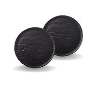 Wilmax - Assiettes - 2 pièces en porcelaine - plate noire - Imitation pierre - Assiettes plates pour différents plats, usage domestique, gastronomie - Émaillage à la main - Passe au lave-vaisselle
