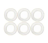 Wilmax - Assiettes avec motif doré - 6 pièces - Ø 15 cm - Assiettes à dessert en porcelaine blanche - Assiettes plates - Lavables au lave-vaisselle - Assiettes à petit-déjeuner - Assiettes à dessert