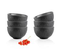 Wilmax - Bol en porcelaine - 250 ml - lot de 6 - Saladier - Bol noir pour snacks, salades, à fruits, à céréales - Élégant et résistant aux rayures - Idéal comme cadeau