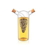 Wilmax - Bouteille en verre 2 en 1 pour vinaigre et huile - Ensemble de distributeur d'huile en 2 parties - 250 ml / 50 ml - Distributeur de vinaigre - Bouteilles à remplir