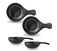 Wilmax - Plat à gratin - 2 pièces - Plat de service noir avec poignée - Moule à pâtisserie - Porcelaine - Élégant - Émaillé à la main - Durable - Pratique - Lavable au lave-vaisselle - 2 personnes