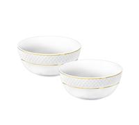 Wilmax - Saladiers - 2 pièces - Ø 14 cm - Porcelaine - Bol blanc - Bol avec motif doré - 600 ml - Pour les collations, les salades - Élégant et résistant aux rayures - Idéal comme cadeau