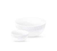 Wilmax - Saladiers - 6 pièces + 1 pièce - Porcelaine - Blanc - Élégant - Intemporel - Motif en relief - Pour les collations - Lavable au lave-vaisselle - Idéal en lot - Coffret cadeau - À offrir