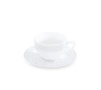 Wilmax - Set de tasses à cappuccino - Tasses avec soucoupes, 6 pièces - Service à café et à thé - Pour le thé - Pour les desserts - Coffret cadeau - Blanc - 170 ml