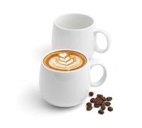 Wilmax - Tasses à thé et à café - Lot de 2-400 ml - Tasse à café en porcelaine - Lot pour thé, café, cappuccino - porcelaine - Blanc