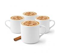 Wilmax - Tasses à thé et à café - Lot de 4-320 ml - Gobelet à café en porcelaine - Lot pour thé, café, cappuccino - porcelaine - Blanc