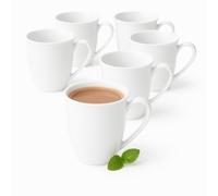 Wilmax - Tasses à thé et à café - Lot de 6-380 ml - Tasse à café en porcelaine - Lot pour thé, cappuccino - porcelaine - Blanc