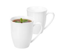 Wilmax - Tasses à thé et tasses à café - Lot de 2-380 ml - Gobelet en porcelaine - Lot de Tasses pour thé, café, cappuccino - porcelaine - Blanc
