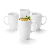 Wilmax - Tasses à thé et tasses à café - Lot de 4-630 ml - Tasses à café en porcelaine - Lot pour thé, café, cappuccino - porcelaine - Blanc