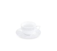 Wilmax - Tasses avec soucoupes - Lot de 6-90 ml - Tasses à café en porcelaine - Blanc - Service de table pour 6 personnes - Set de tasses pour café, thé, desserts et à thé