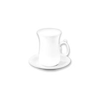 Wilmax - Tasses OLIVIA avec soucoupes - Lot de 6-120 ml - Tasses à café en porcelaine - Blanc - Service de table pour 6 personnes - Set de tasses pour café, thé, desserts et à thé