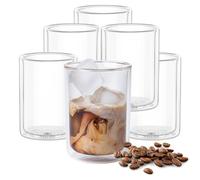 Wilmax - Verres thermiques - 300 ml - Lot de 6 - Verres à double paroi pour l'eau, le thé, le café, les cocktails - Verres à thé et à café - Verres pour boissons chaudes et froides - Verres à eau