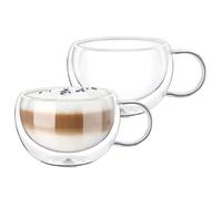 Wilmax - Verres thermiques avec anse - Lot de 2-400 ml - Verres à café à double paroi - Lot de verres à latte macchiato - Verres à cappuccino avec anse - Verres à thé - Verres à boire - Tasse thermo