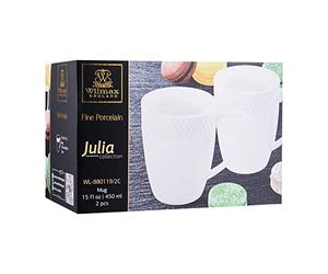 Wilmax WL-880119/2C Lot de 2 gobelets en Porcelaine Blanc Capacité 450 ML