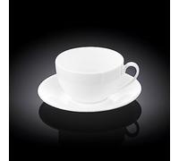 Wilmax WL-993000/6C Lot de 6 Tasses à thé et soucoupes en Porcelaine Blanc Capacité 250 ML
