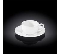 Wilmax WL-993002/6C Lot de 6 Tasses à café et soucoupes en Porcelaine Blanc Capacité 100 ML