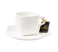 Wilmax WL-993003/2C Lot de 2 Tasses à thé et soucoupes en Porcelaine Blanc Capacité 200 ML