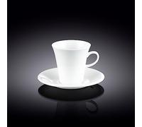 Wilmax WL-993005/2C Lot de 2 Tasses à café et soucoupes en Porcelaine Blanc Capacité 160 ML